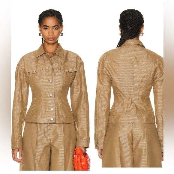 STELLA McCartney Runway Cinch Peplum Waisted Logo Buttoned Fitted Jacket Blazer - Picture 2 of 16